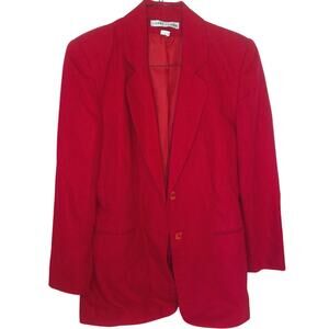 Vintage Larry Levine Classic Red Blazer Jacket Size 8